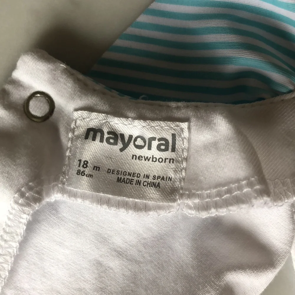 Mayoral baby swimsuit and matching hat sz 18 months